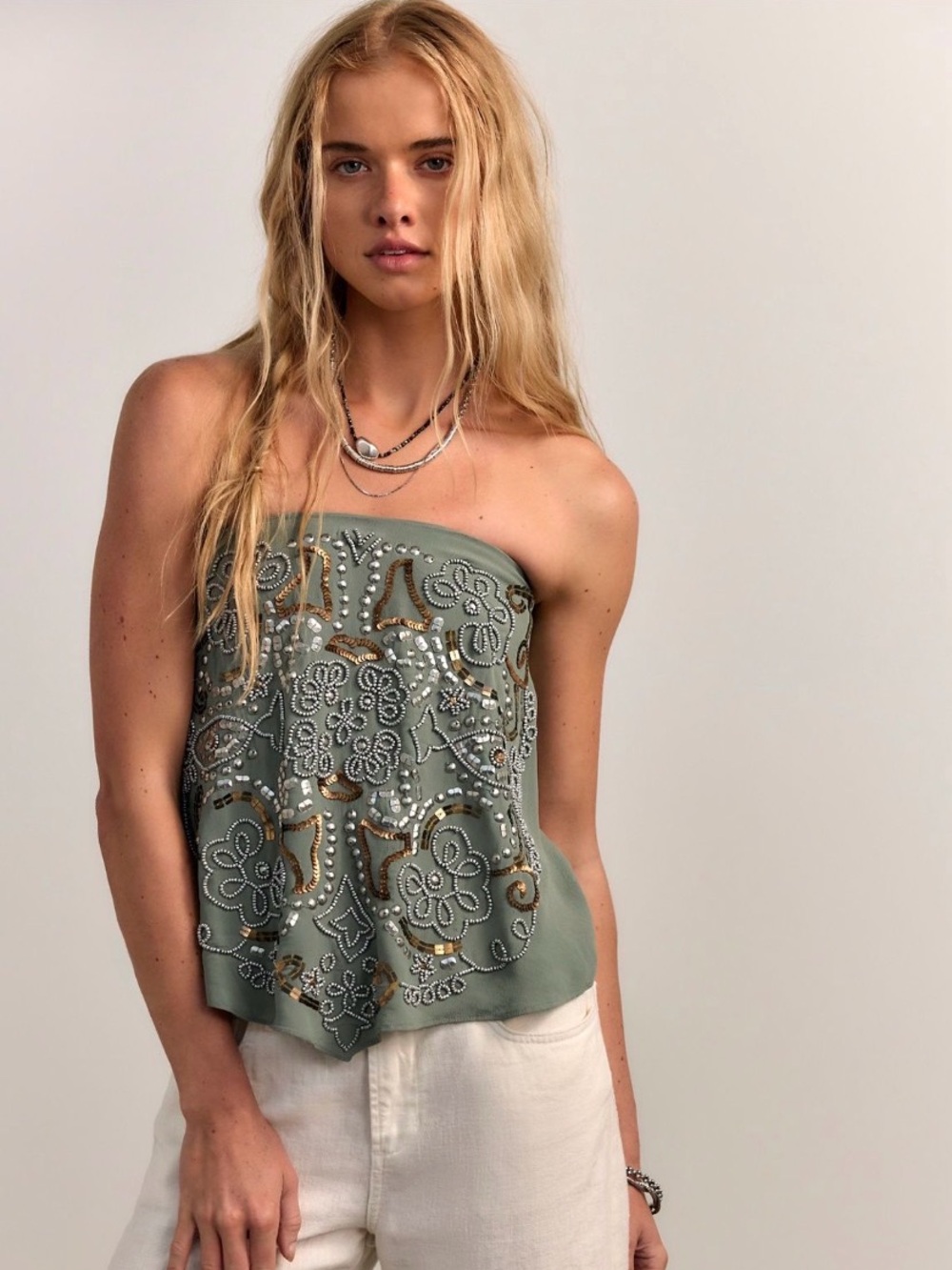 Free people Julia embellished tube top